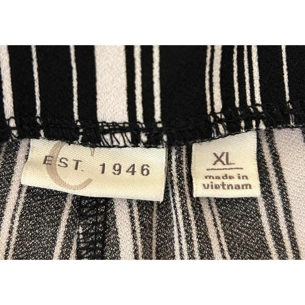 EST. 1946 Womens XL Black White Vertical Stripe Wide Leg Elastic Waist Pants - Picture 5 of 6